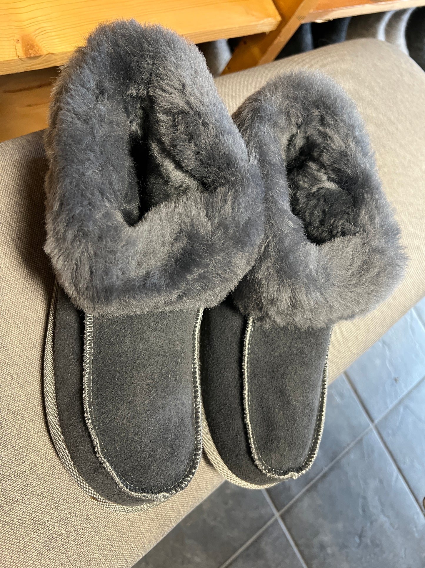 Lamsvacht Laars Pantoffels Met Bontrand